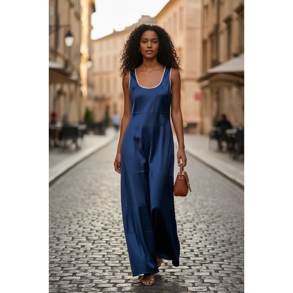 Naked Cashmere 100% Silk Maxi Dress in Royal Blue New With Tags Size Small